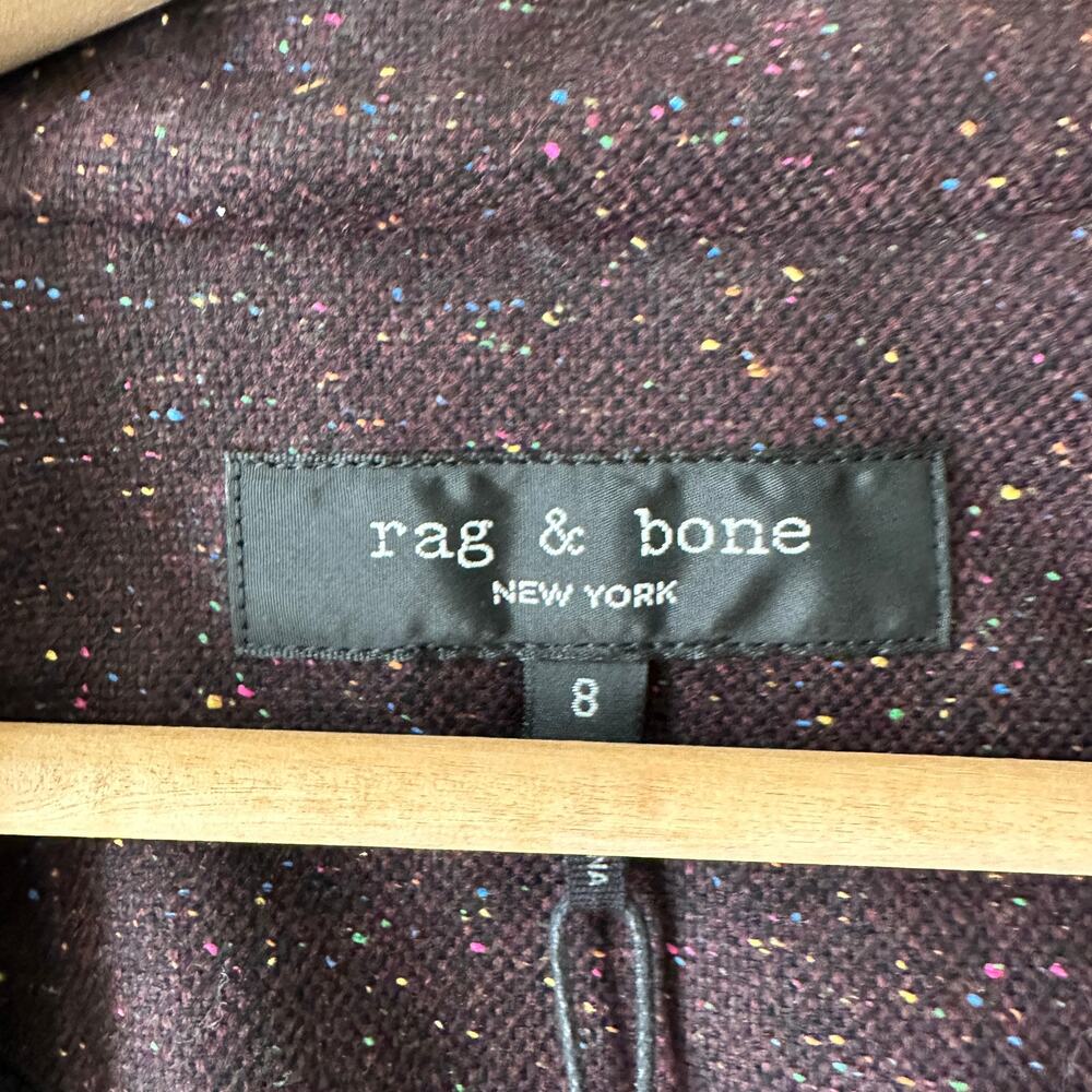 Rag & Bone Vera Donegal Wool Blend Burgundy Blazer Jacket NEW Size 8 - Picture 7 of 14